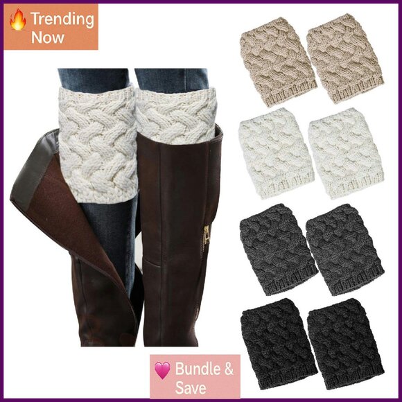 Winter Warm Crochet Knitted Boot Cuffs Leg Warmers One Size
